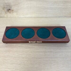 Buffalo Trace Distillery Wood Bar Coaster Holder Bourbon Whiskey‎ Decor